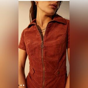 Urban Outfitters Tyson Corduroy Romper L - Rust